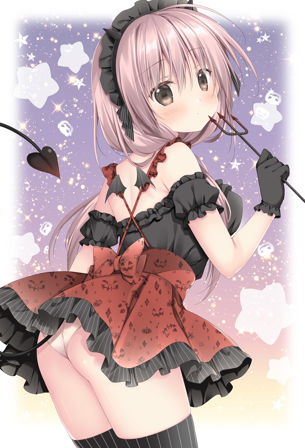 alice_or_alice_siscon_nii-san_to_futago_no_imouto ass devil horns korie_riko no_bra pantsu ruha_(alice_or_alice) skirt_lift tail thighhighs weapon wings