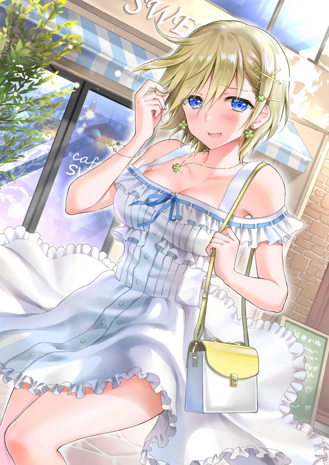 abe_hikaru artist_revision cleavage dress jpeg_artifacts skirt_lift summer_dress