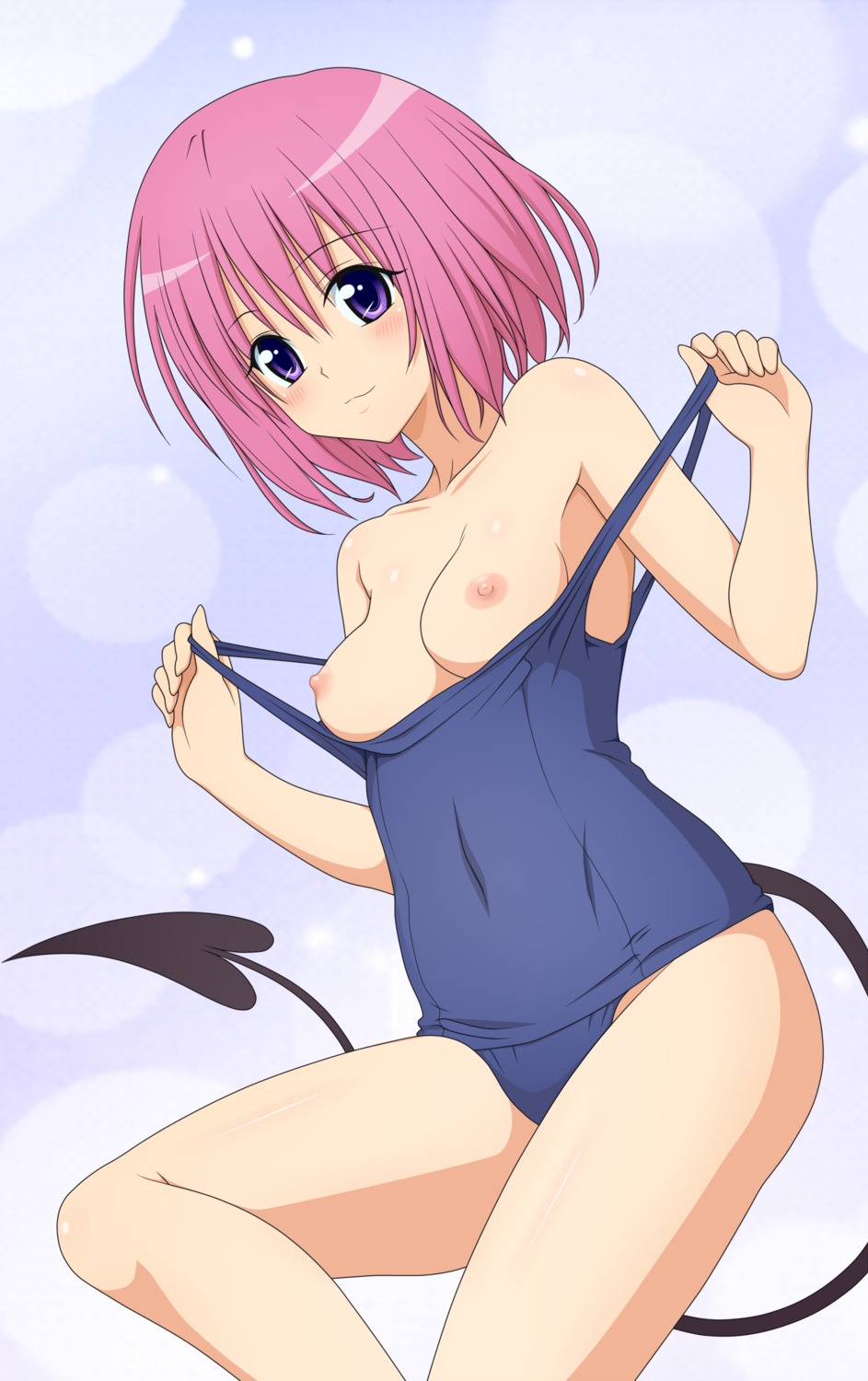 breasts momo_velia_deviluke nipples school_swimsuit shige_(moe-ren.net) swimsuits tail to_love_ru undressing vector_trace