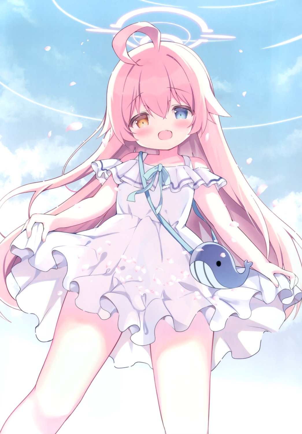 azumi_kazuki blue_archive come_through dress halo heterochromia skirt_lift summer_dress takanashi_hoshino