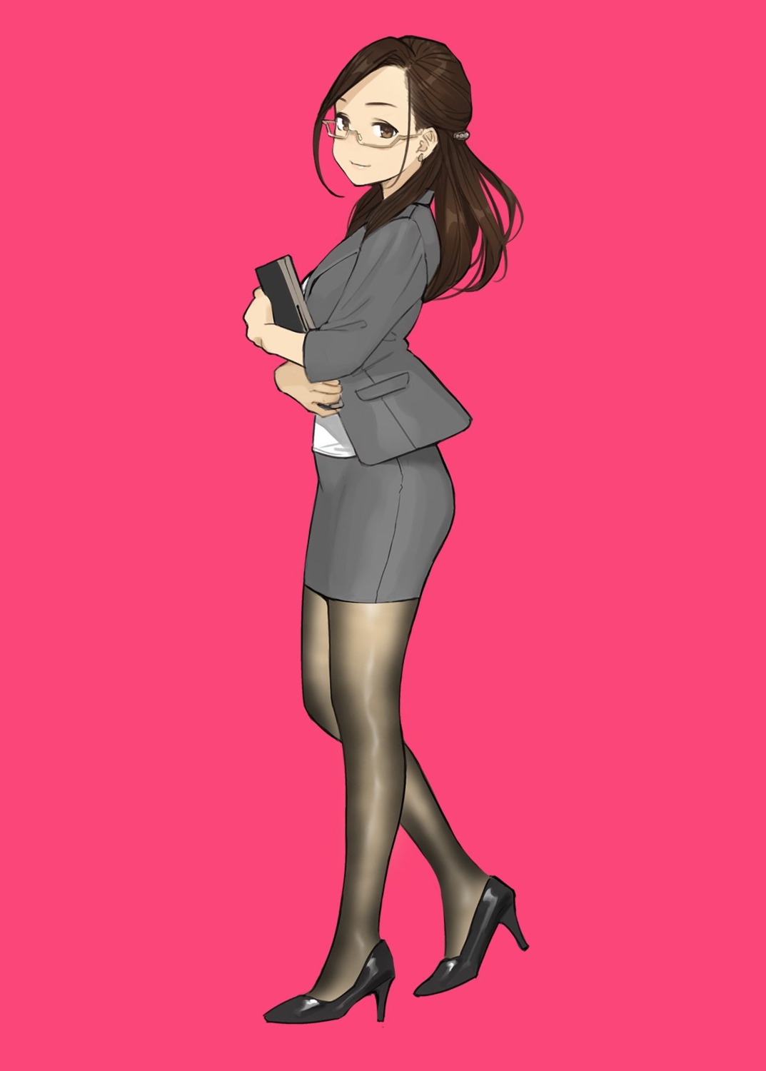 business_suit heels megane miru_tights okuzumi_yuiko pantyhose yom