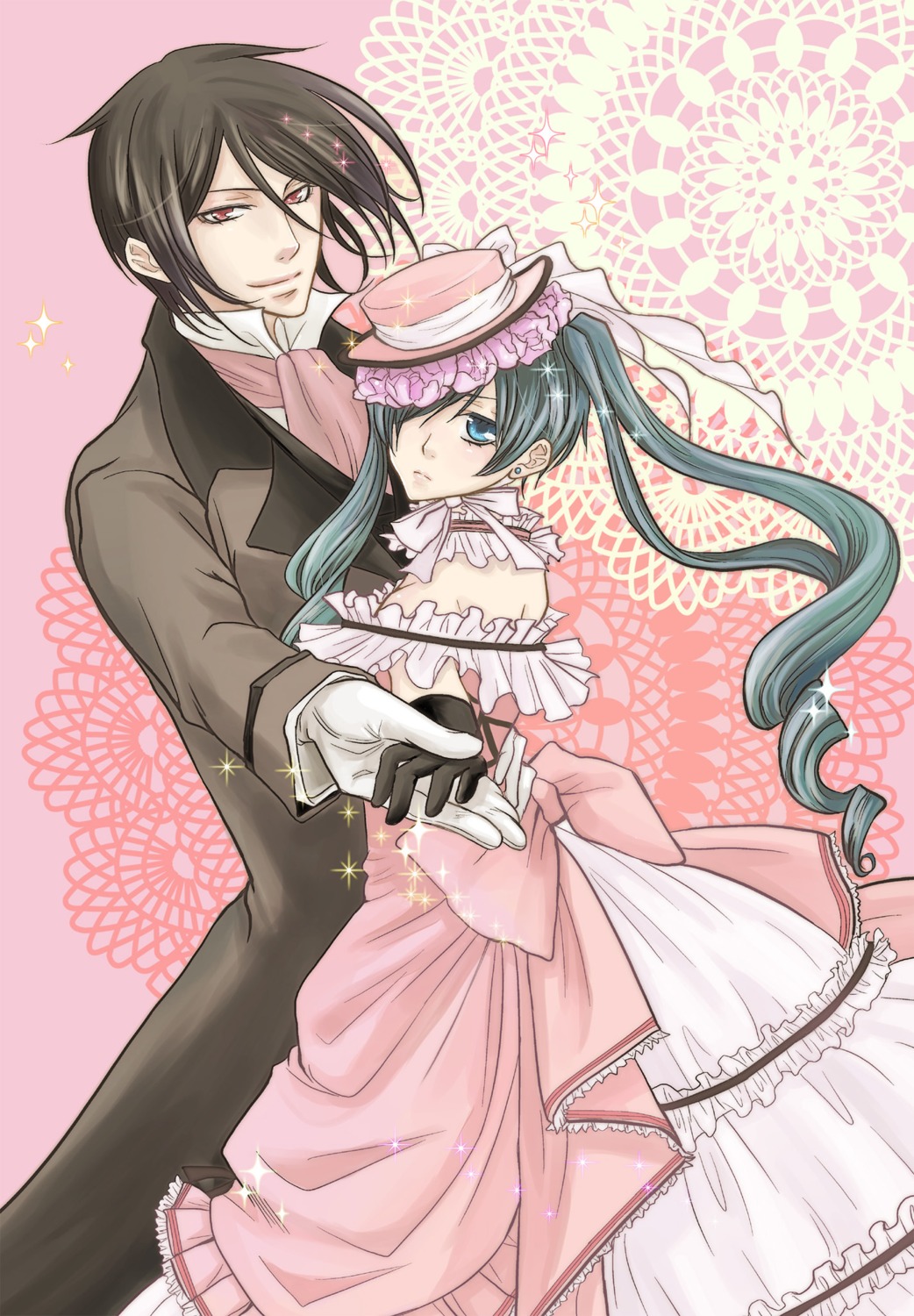 ciel_phantomhive dress kuroshitsuji saki_(sakixiv) sebastian_michaelis trap