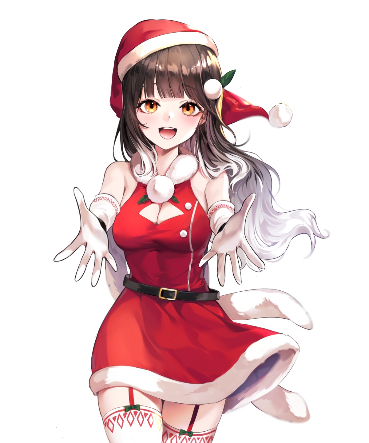 christmas cleavage dress lillly skirt_lift stockings thighhighs