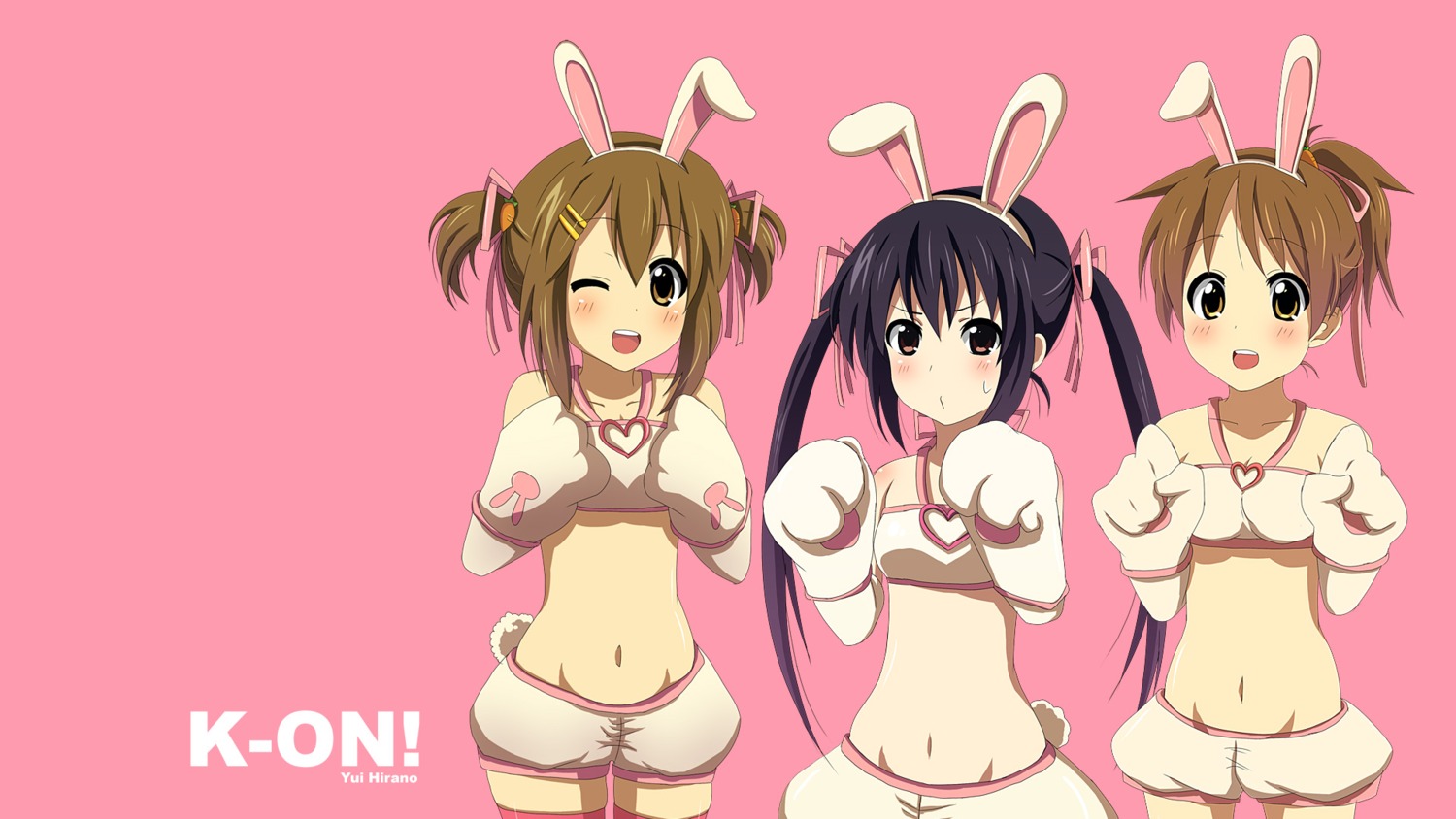 animal_ears bunny_ears hirano_yui hirasawa_ui hirasawa_yui k-on! nakano_azusa wallpaper