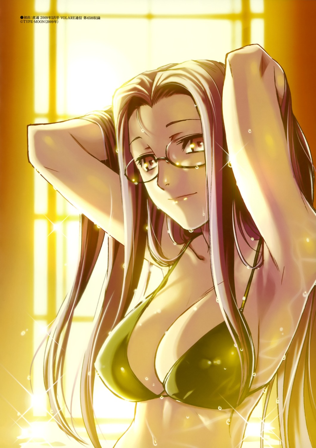 bikini_top cleavage erect_nipples fate/stay_night hiroe_rei megane rider swimsuits wet