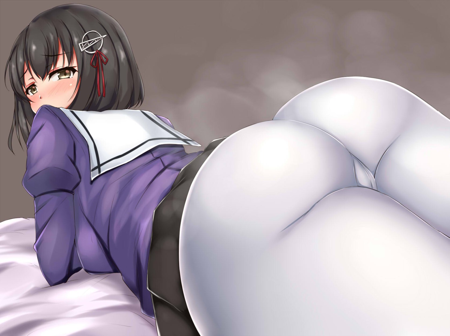 ass cameltoe haguro_(kancolle) kantai_collection pantyhose skirt_lift terakoya uniform