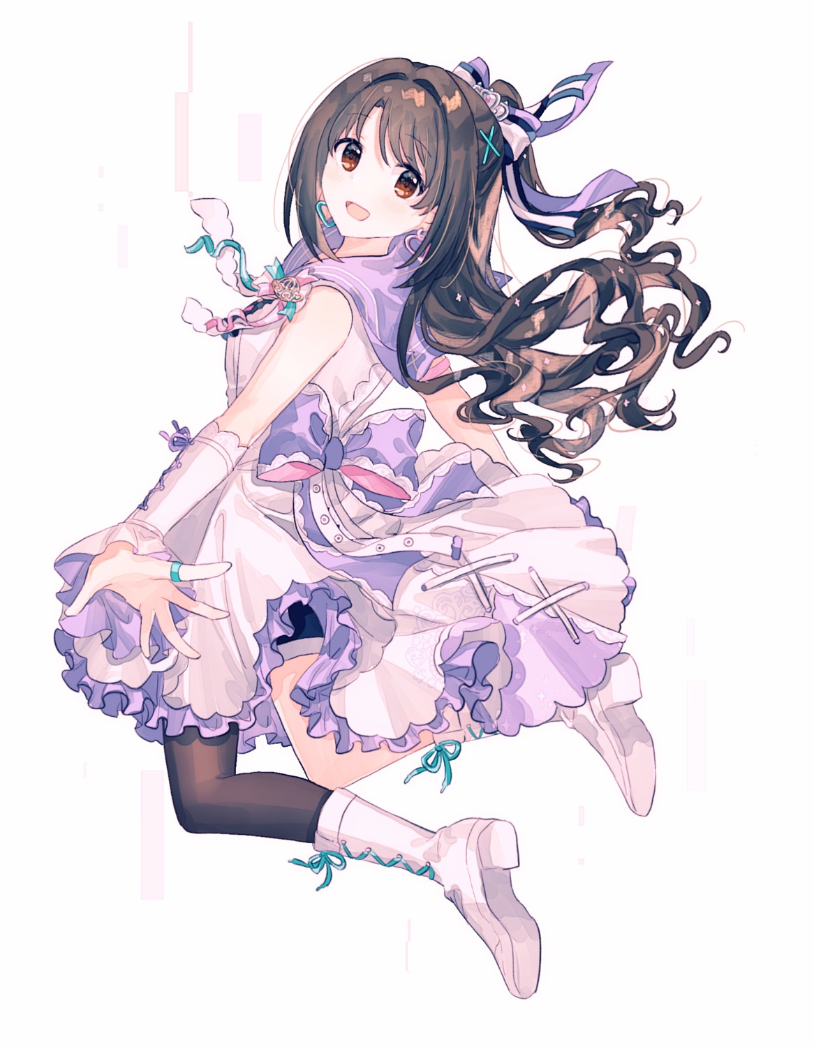 dress gocoli shimamura_uzuki skirt_lift the_idolm@ster the_idolm@ster_cinderella_girls thighhighs