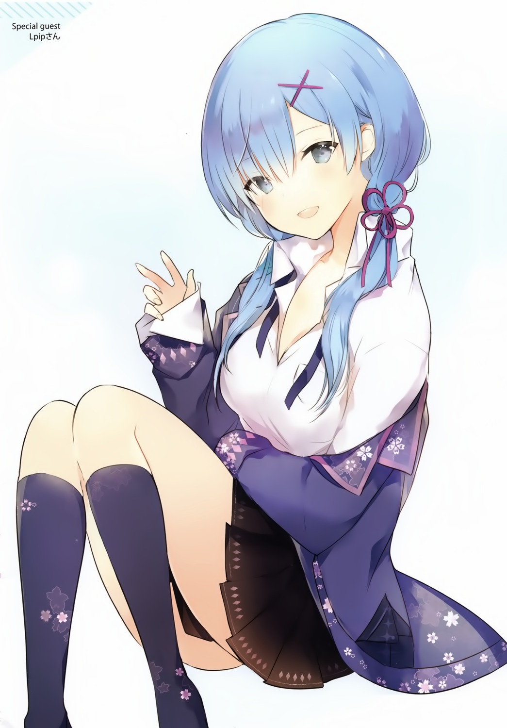 cleavage hachigo lpip re_zero_kara_hajimeru_isekai_seikatsu rem_(re_zero) seifuku