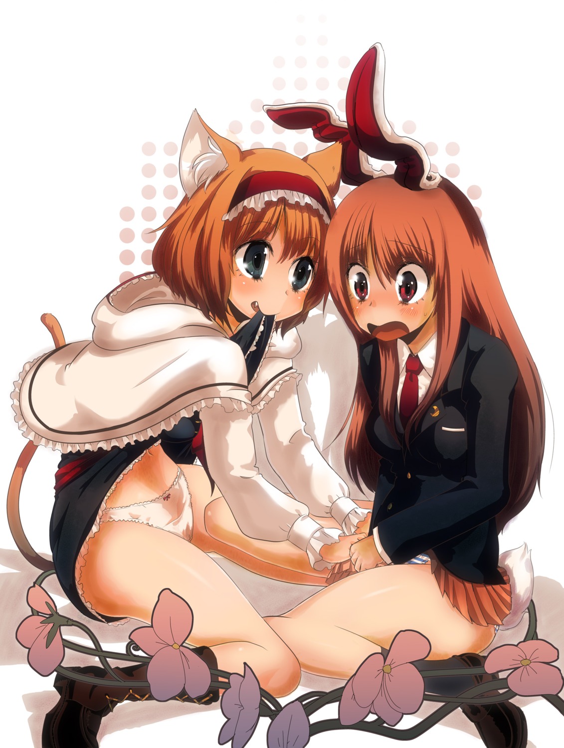 alice_margatroid animal_ears bunny_ears cream_(artist) nekomimi pantsu reisen_udongein_inaba shimapan tail touhou