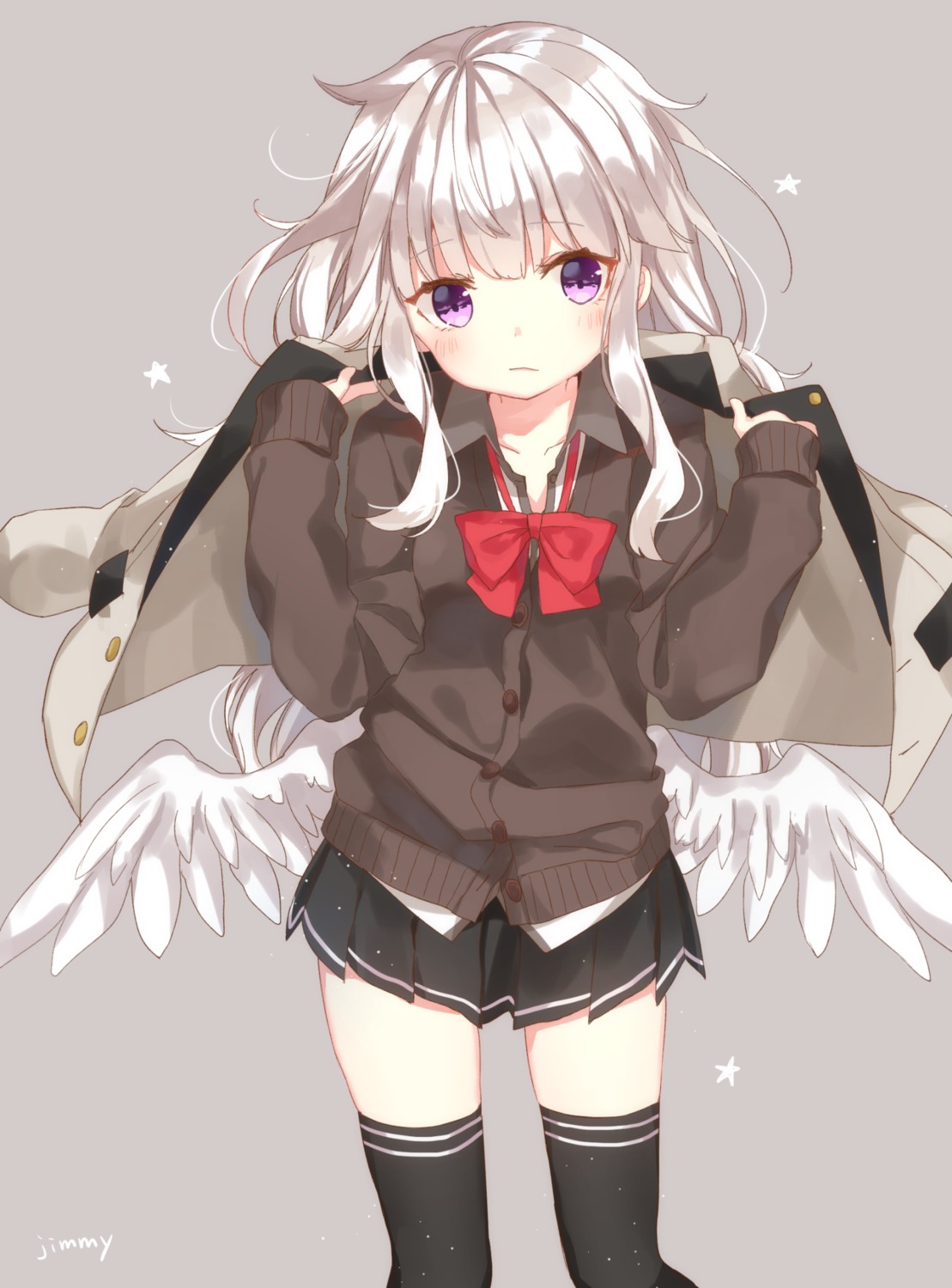 jimmy seifuku sweater thighhighs wings