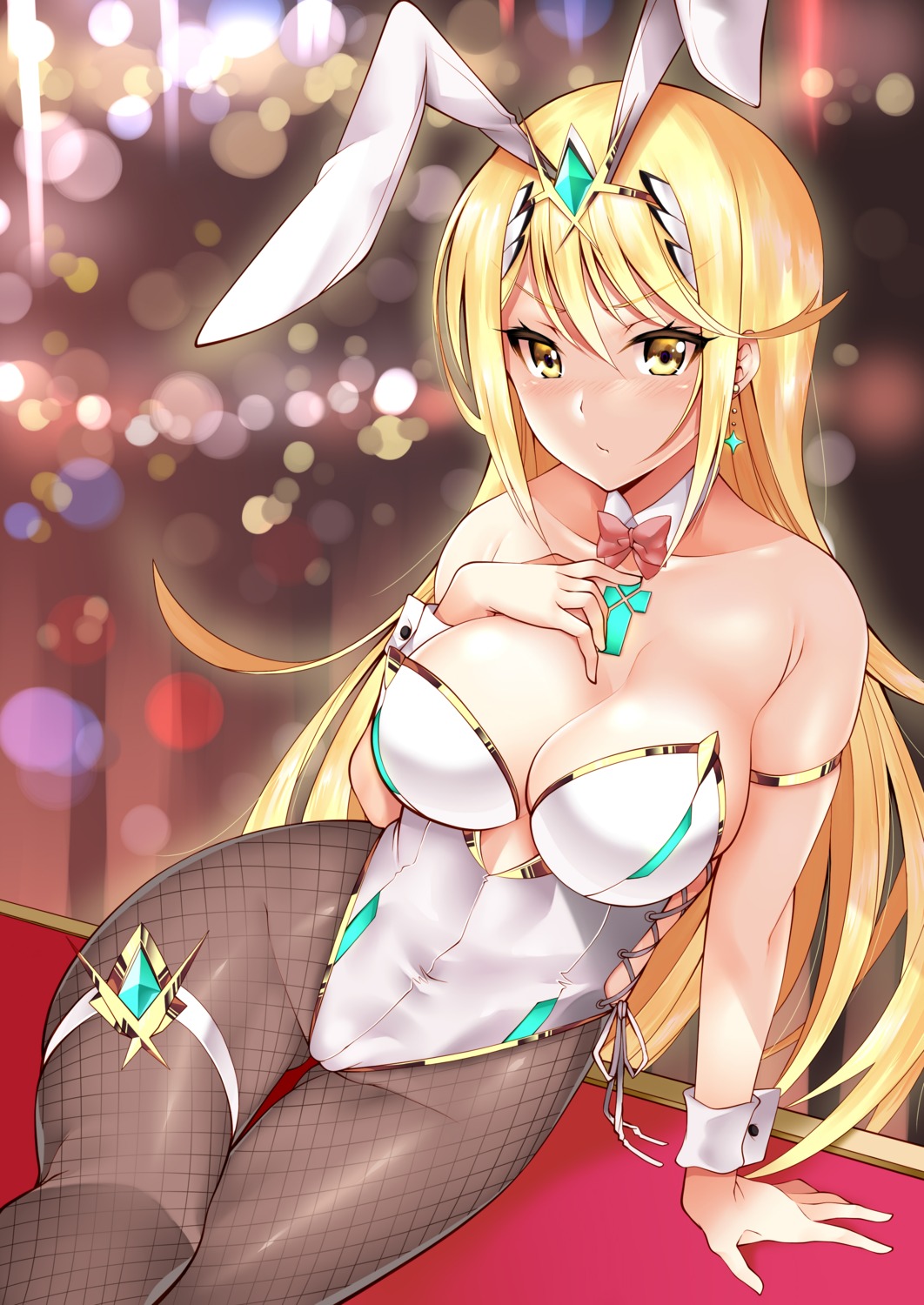 animal_ears bunny_ears bunny_girl cameltoe daive fishnets garter hikari_(xenoblade_2) no_bra pantyhose xenoblade xenoblade_chronicles_2