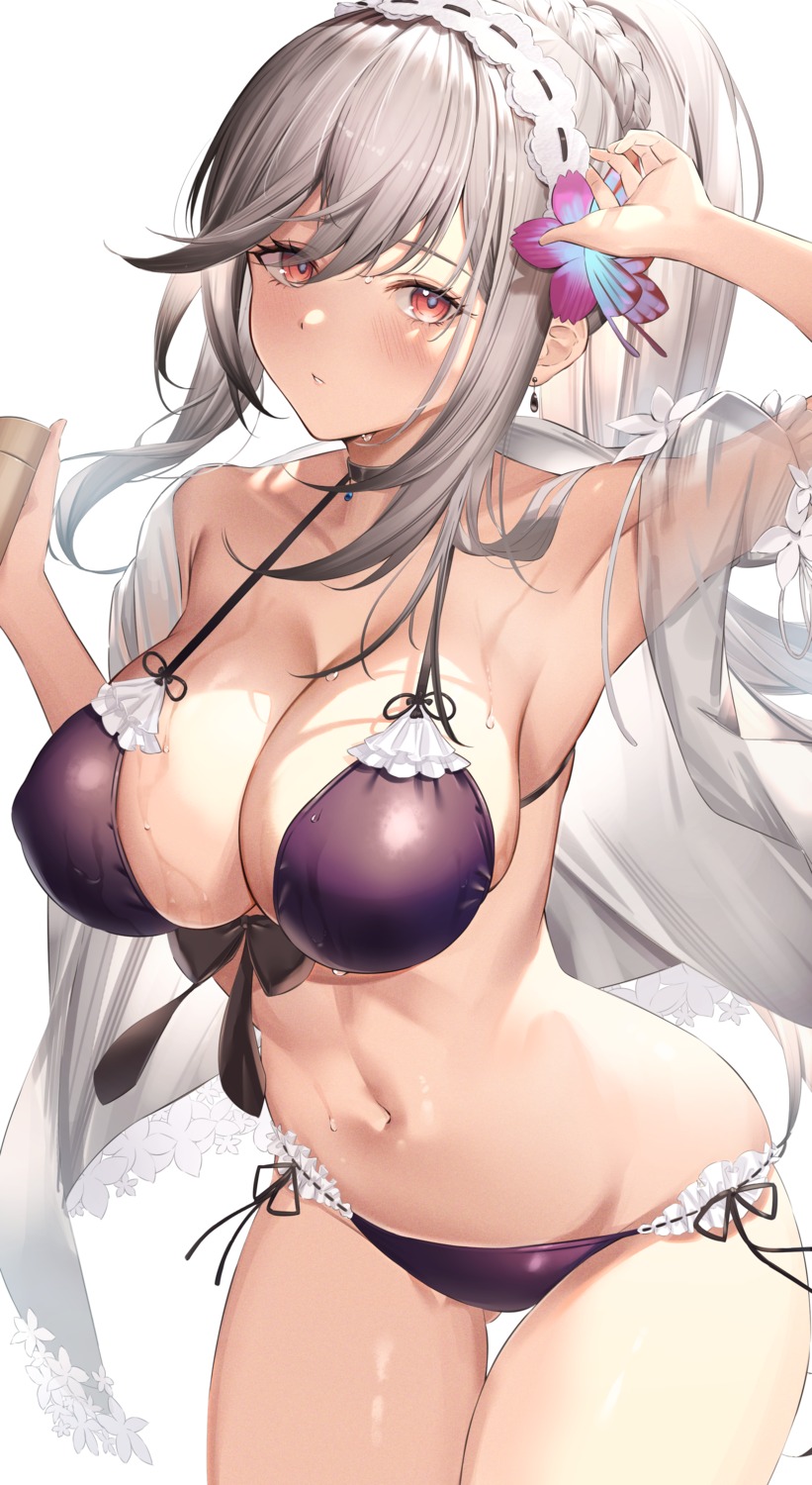 azur_lane bikini dunkerque_(azur_lane) see_through sg_(satoumogumogu) swimsuits wet