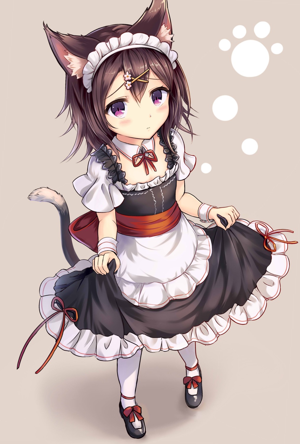 animal_ears maid sakura_ani skirt_lift tail