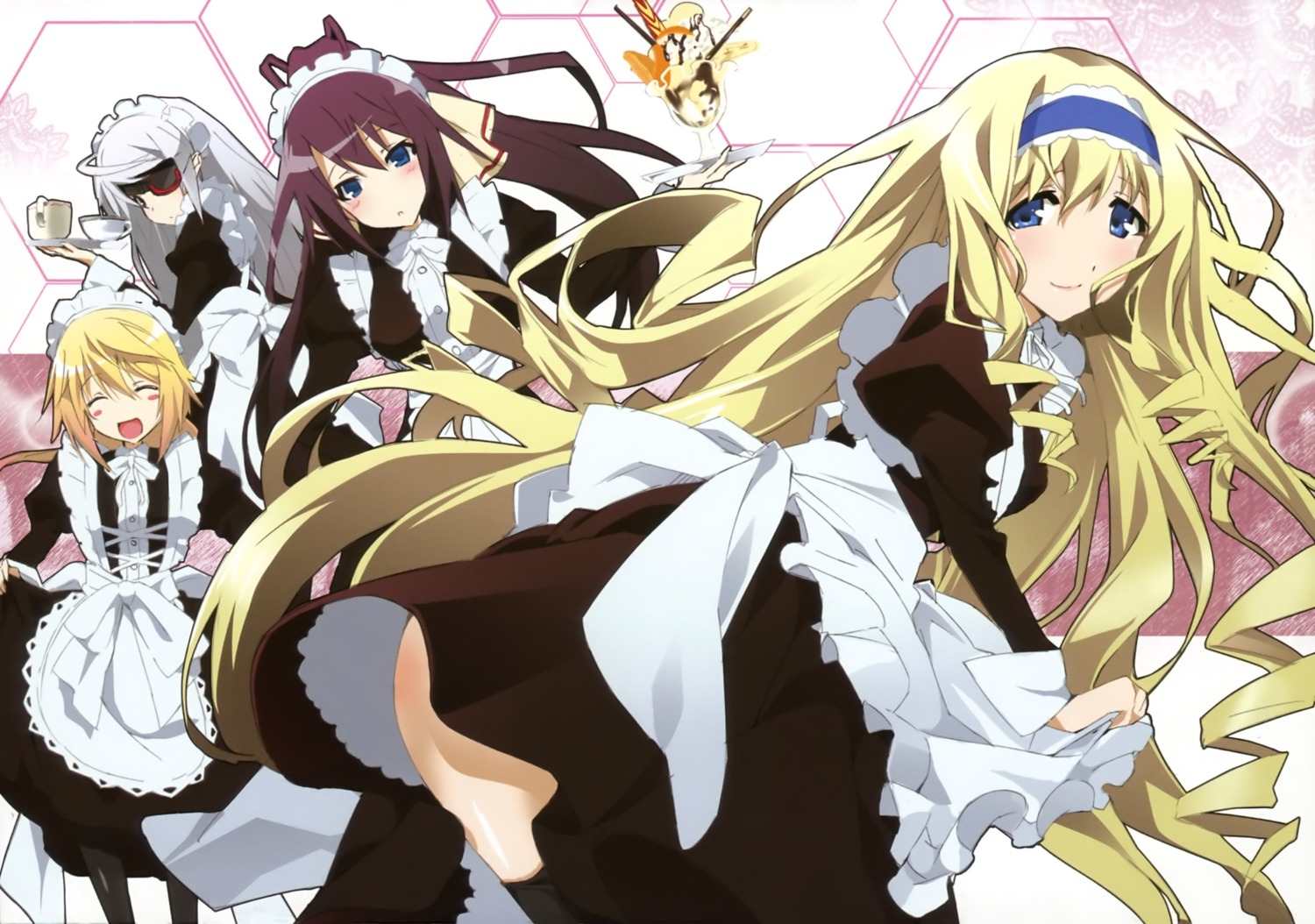 cecilia_alcott charlotte_dunois infinite_stratos laura_bodewig maid okiura shinonono_houki thighhighs