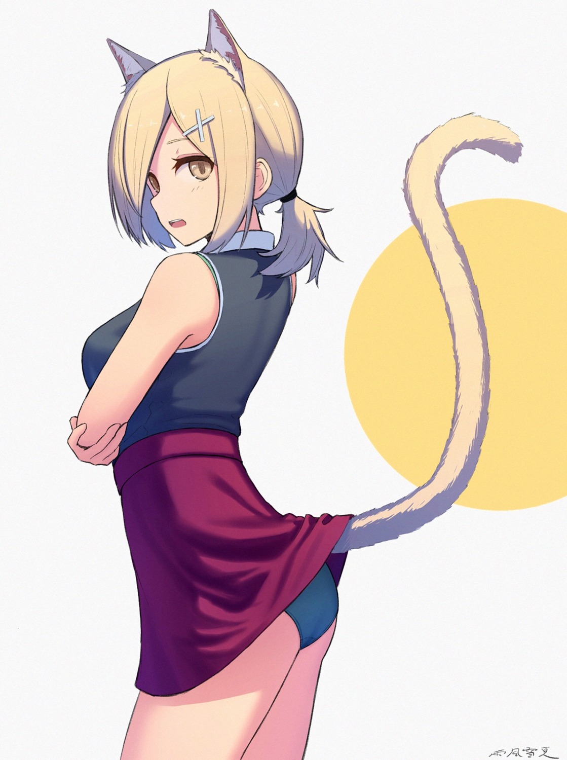 amekaze_yukinatsu animal_ears ass nekomimi pantsu skirt_lift tail