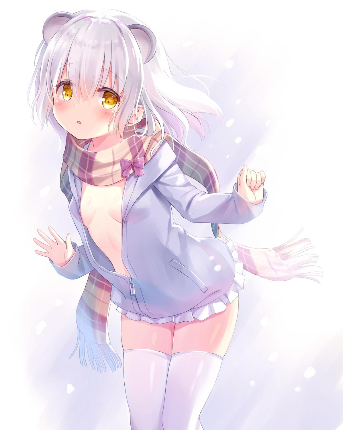 animal_ears loli na-ga no_bra open_shirt thighhighs