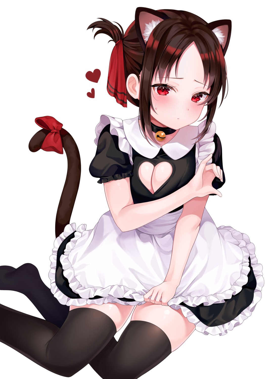 animal_ears cleavage kaguya-sama_wa_kokurasetai_~tensai-tachi_no_renai_zunousen~ maid nekomimi reel_(riru) shinomiya_kaguya tail thighhighs