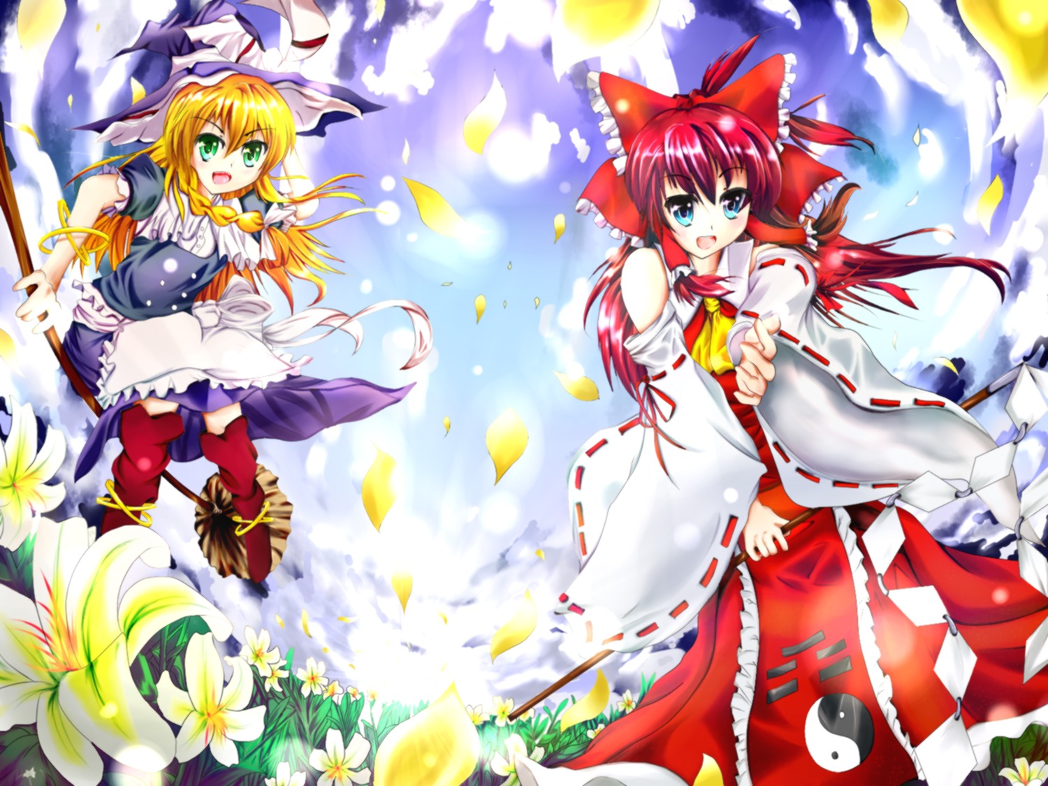 hakurei_reimu kal kirisame_marisa touhou wallpaper