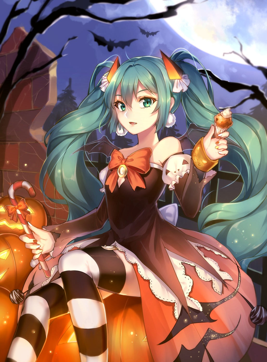 dress halloween hatsune_miku qingshui_ai thighhighs vocaloid witch