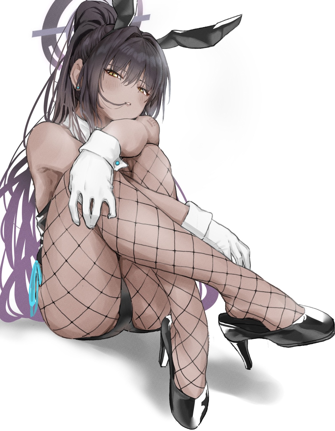 animal_ears blue_archive bunny_ears bunny_girl fishnets halo heels kakudate_karin lakudaken pantyhose