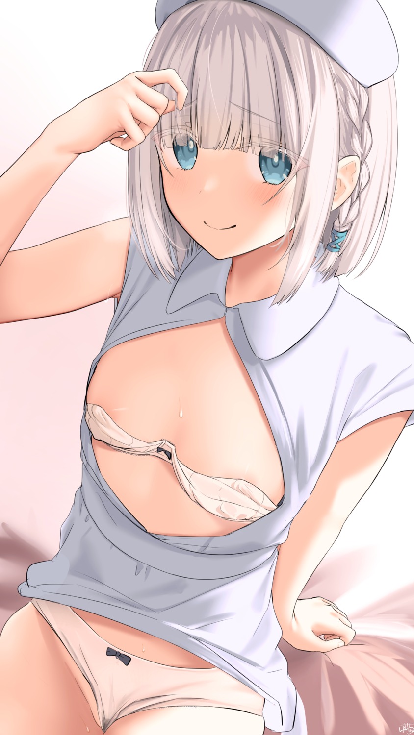 areola bra nurse open_shirt pantsu ramchi skirt_lift