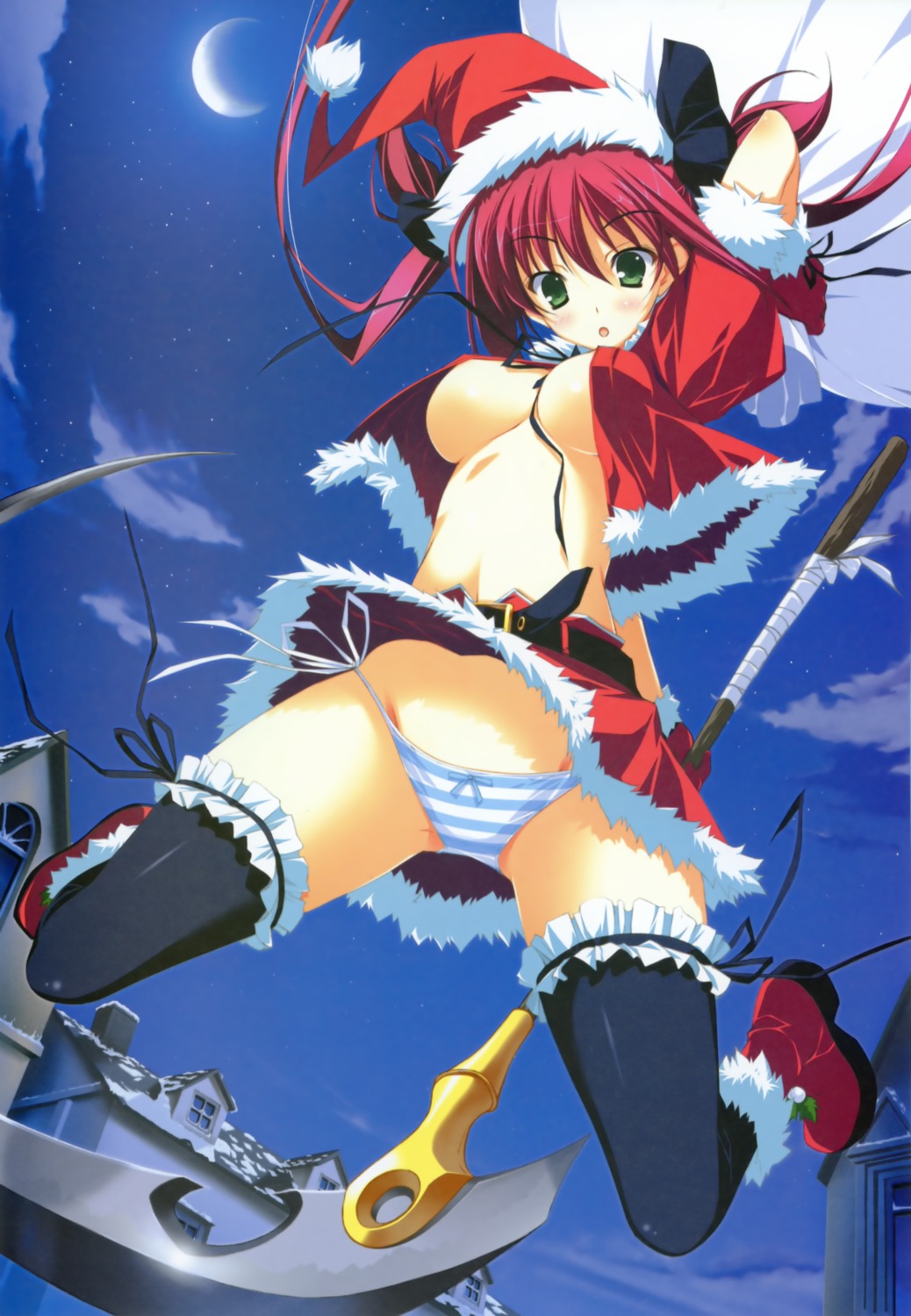 airi christmas garter no_bra open_shirt pantsu queen's_blade shimapan string_panties thighhighs underboob yuuki_hagure