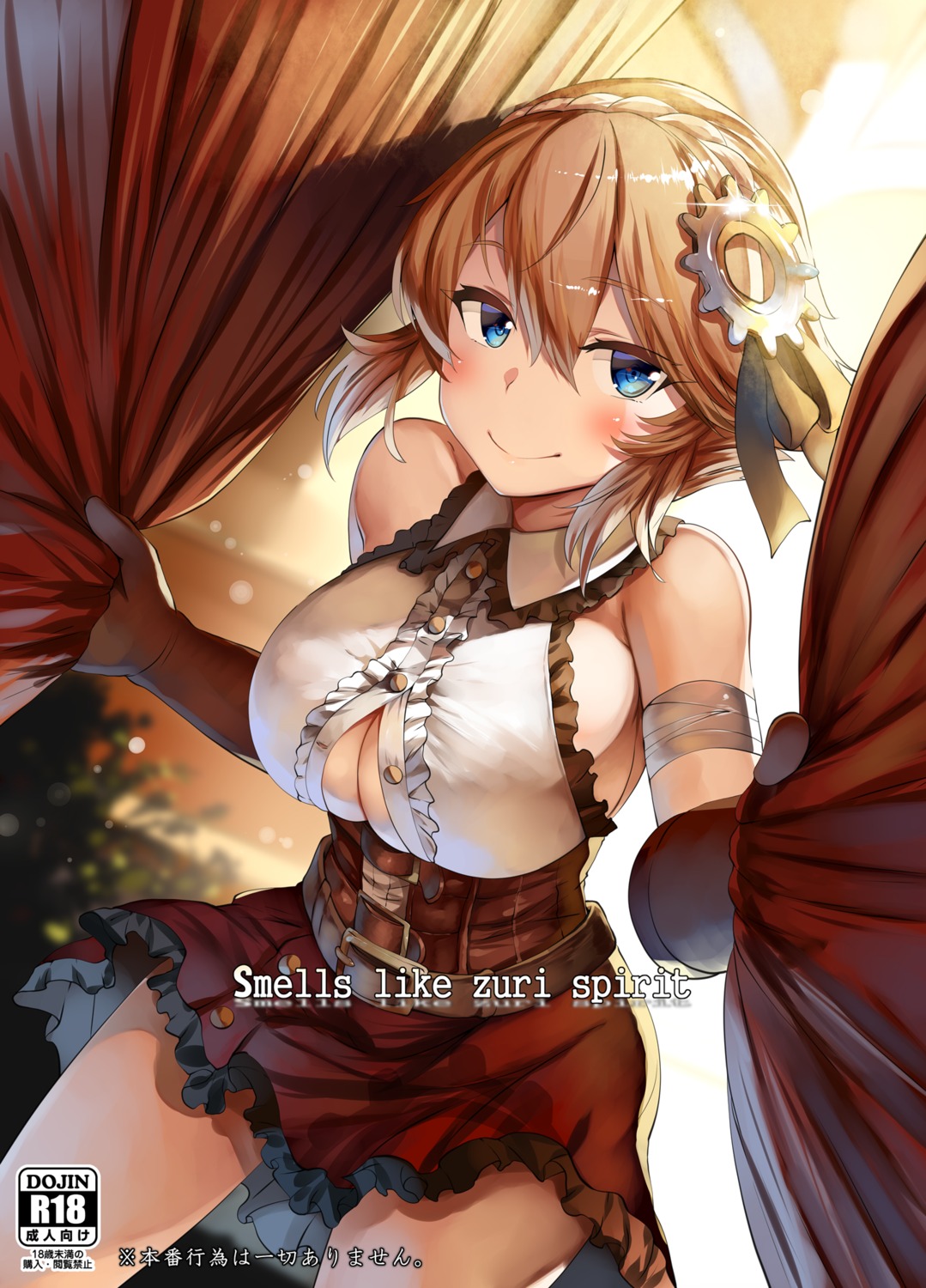 bandages belko cleavage dolly_(sennen_sensou_aigis) no_bra open_shirt sennen_sensou_aigis