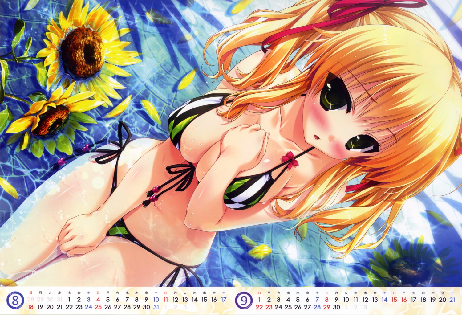 bikini breast_hold calendar cleavage clochette prism_recollection shintarou swimsuits uisaki_hinano
