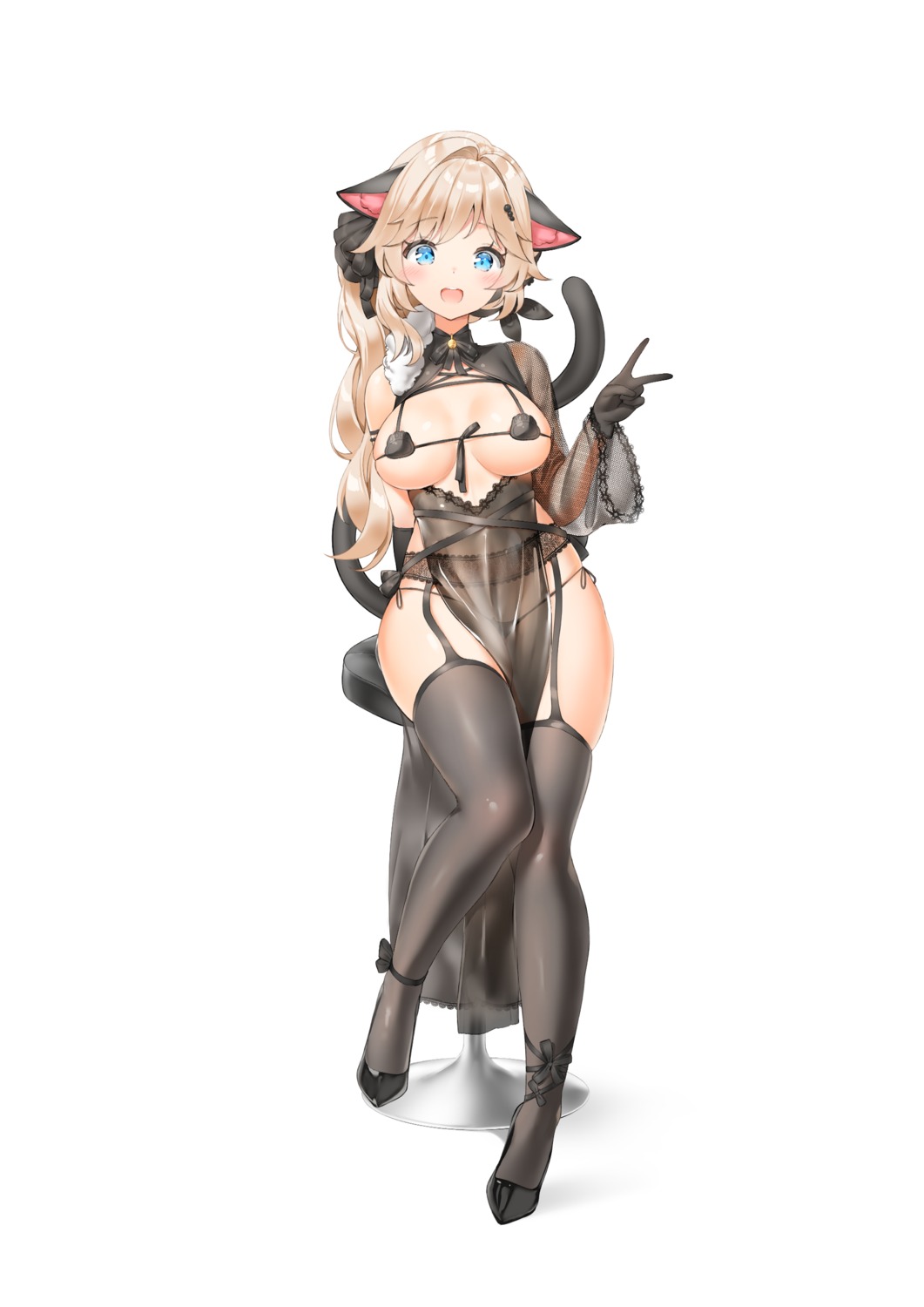 animal_ears bra chinadress garter_belt keibeam keras_nero nekomimi pantsu see_through stockings string_panties tail thighhighs