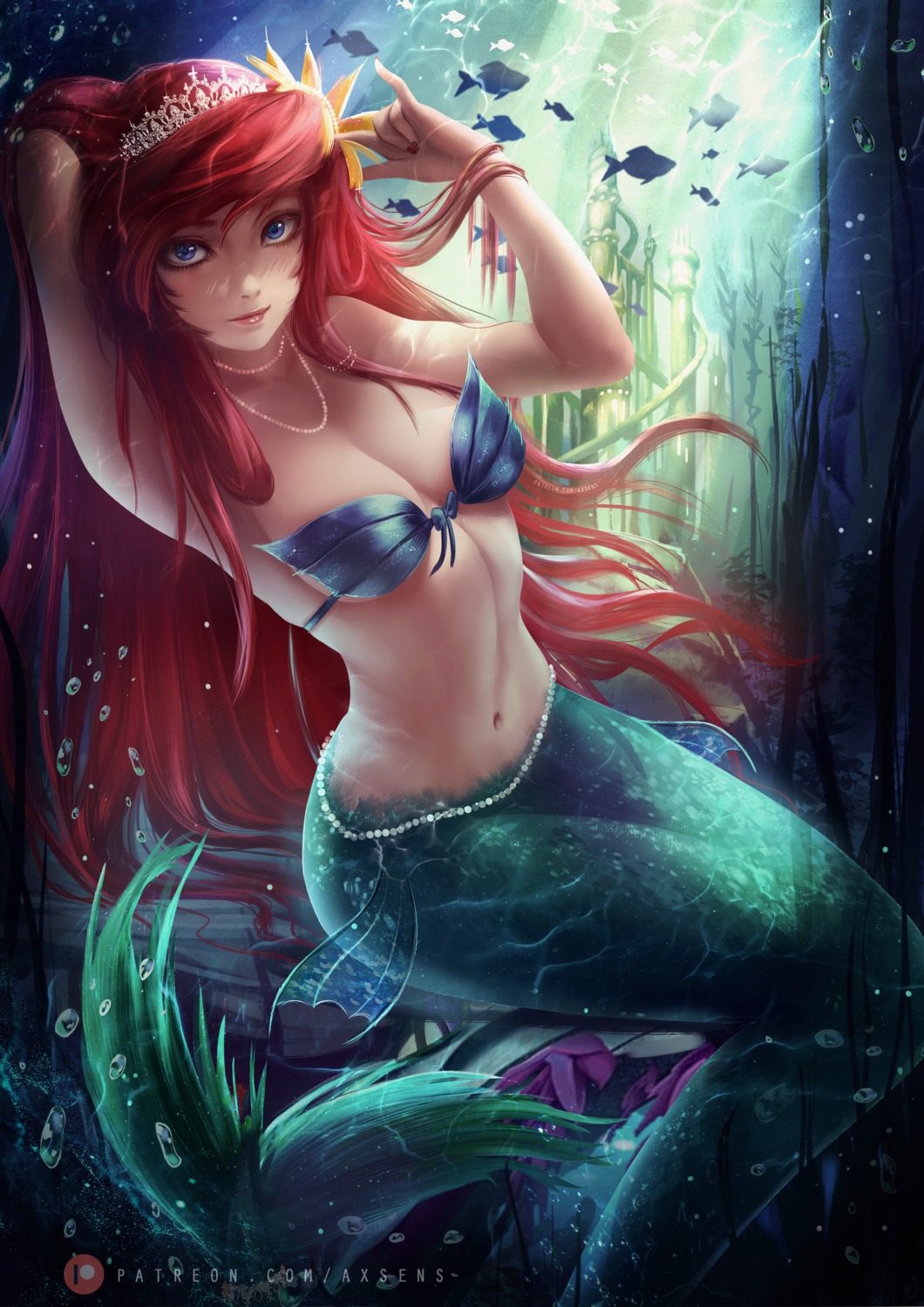 axsens bikini_top mermaid monster_girl princess_ariel swimsuits tail the_little_mermaid