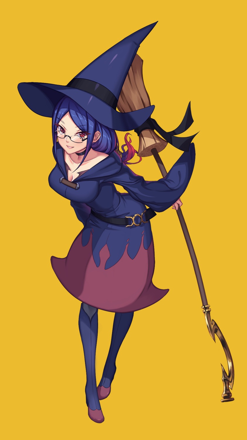 cleavage dress heels little_witch_academia megane sanbaisoku_ikaros ursula_(little_witch_academia) weapon witch