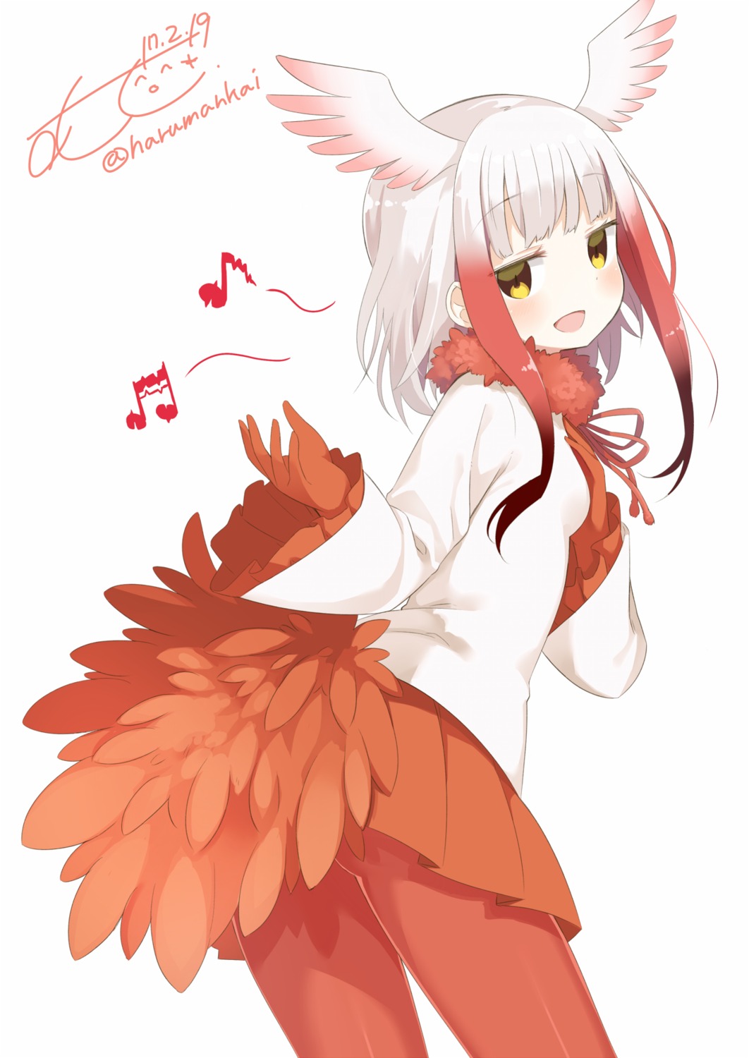 crested_ibis kemono_friends muku_(muku-coffee) pantyhose tail wings