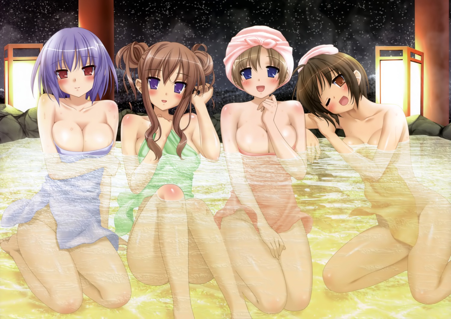 cleavage kani_biimu kinoshita_tomomi konayuki_fururi matsushima_koyuki nakahara_asami naked onsen towel yoshioka_saeko