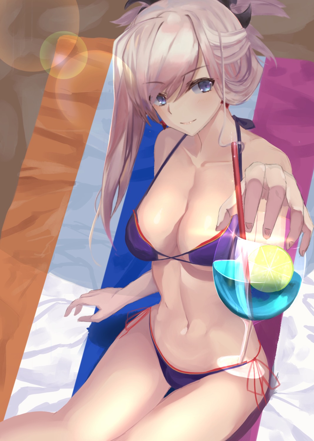 bikini cleavage fate/grand_order kesoshirou miyamoto_musashi_(fate/grand_order) swimsuits underboob