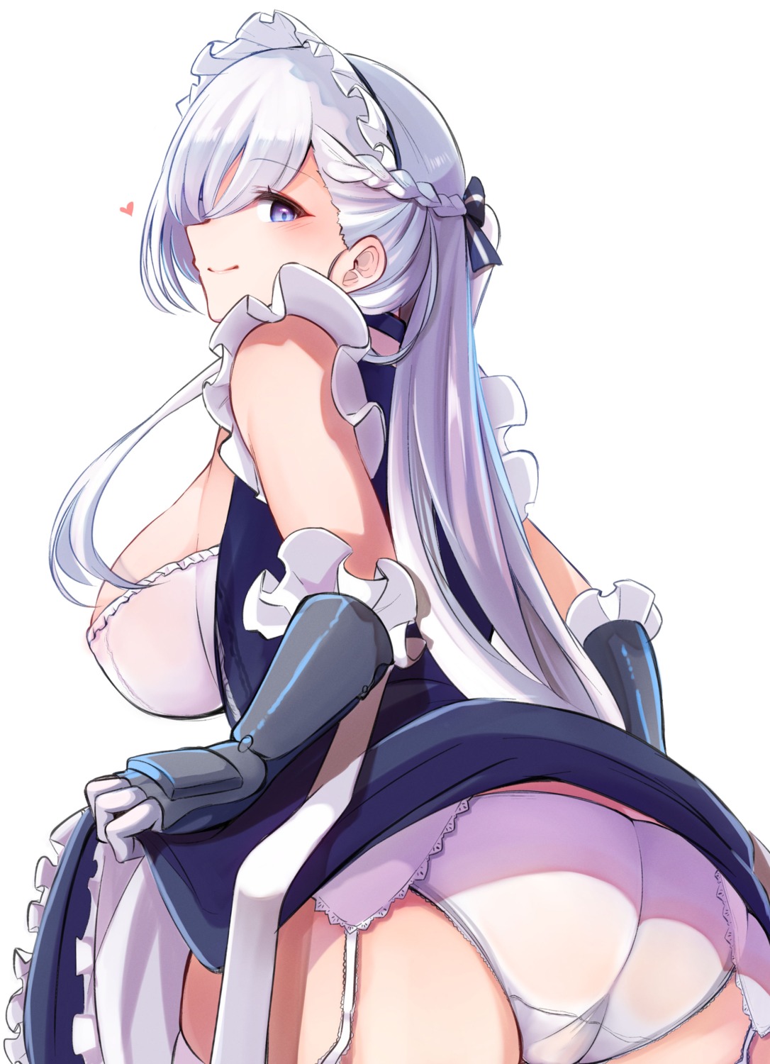 10eki_(tenchou) ass azur_lane belfast_(azur_lane) garter_belt maid pantsu skirt_lift