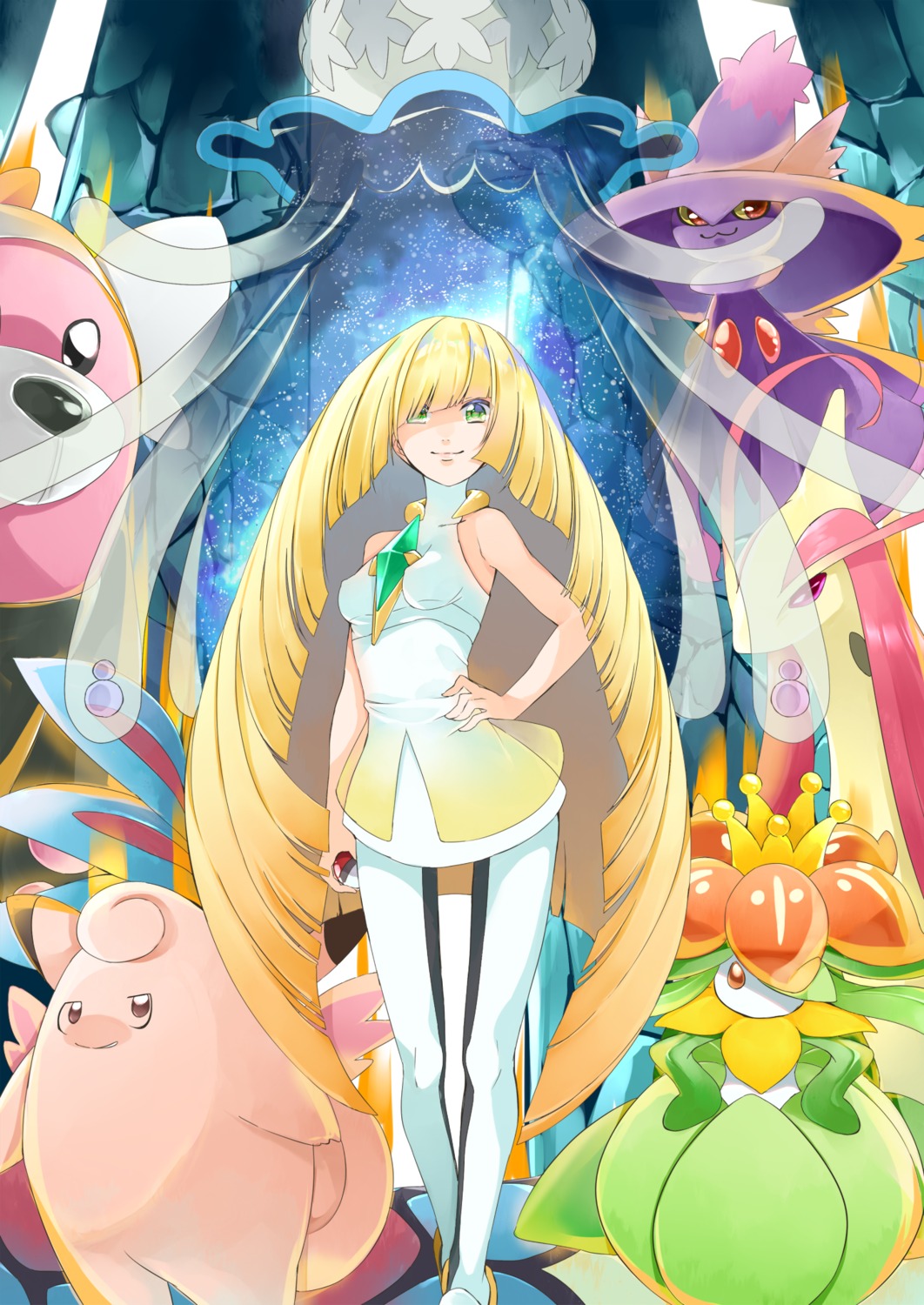 bewear clefable dress erect_nipples lilligant lusamine_(pokemon) milotic mismagius nihilego pantyhose pokemon pokemon_sm pokemon_usum yuutarou_(pixiv822664)