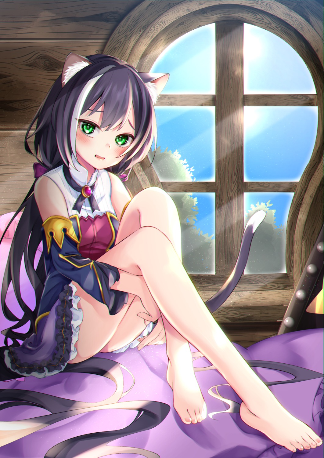 animal_ears feet karyl_(princess_connect) nekomimi princess_connect princess_connect!_re:dive shiro_hebi_rei skirt_lift tail