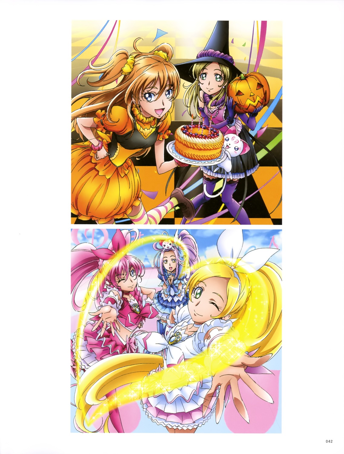 dress halloween houjou_hibiki hummy kurokawa_ellen minamino_kanade pretty_cure suite_pretty_cure takahashi_akira thighhighs witch