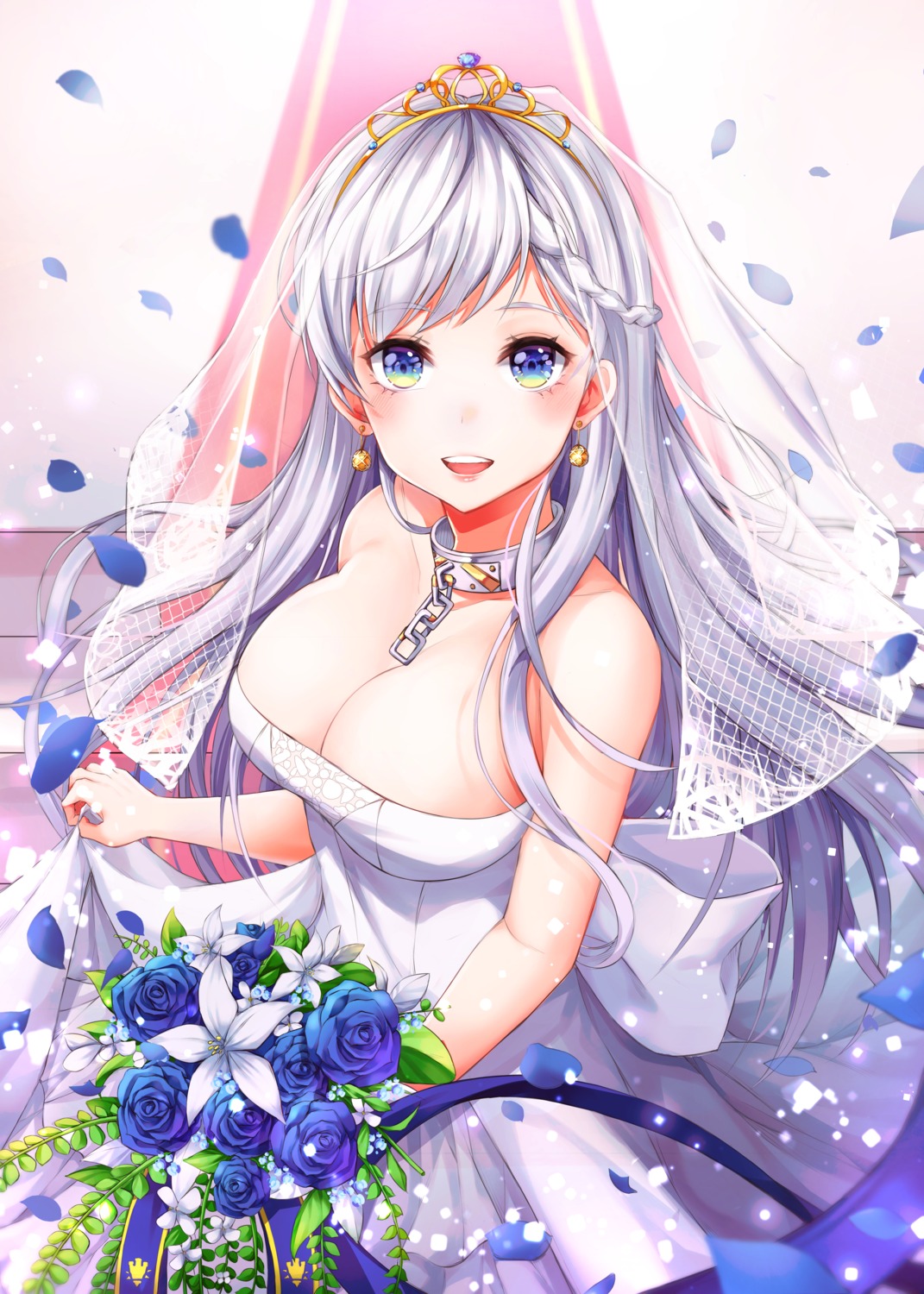 azur_lane belfast_(azur_lane) dress hyangu no_bra wedding_dress