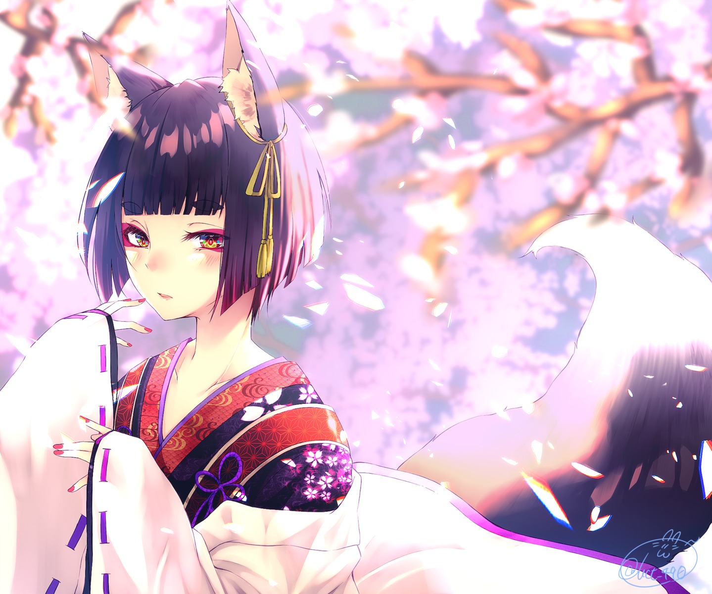 animal_ears chita_(ketchup) japanese_clothes kitsune tail