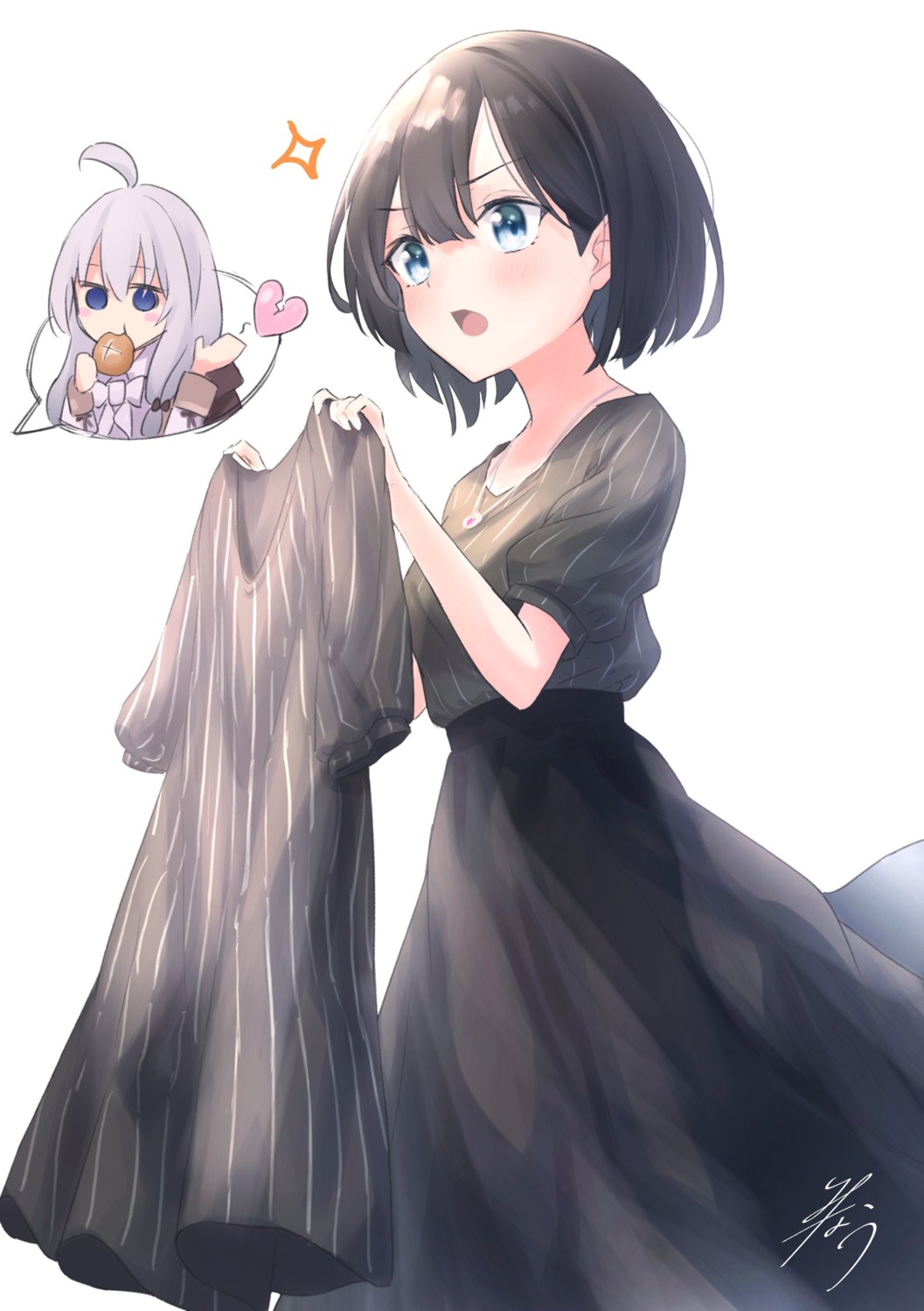 chibi dress elaina_(majo_no_tabitabi) majo_no_tabitabi minau37 saya_(majo_no_tabitabi)