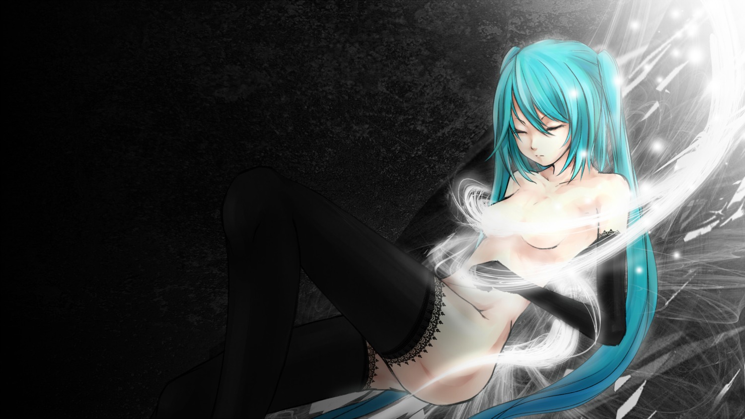 hatsune_miku naked t@kumi thighhighs vocaloid