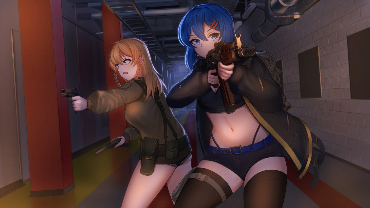 aircell garter gun pantsu thighhighs wallpaper