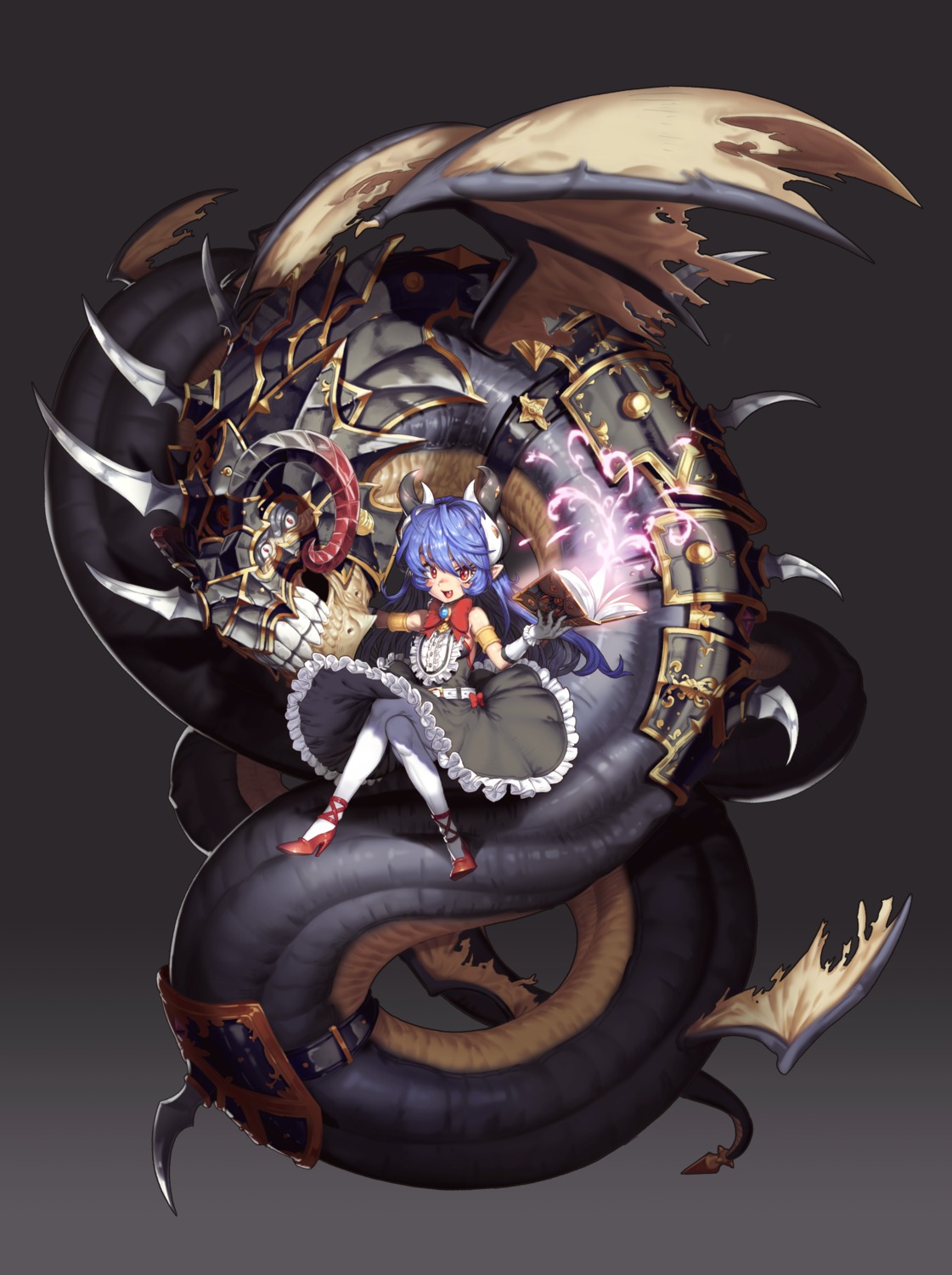 heels horns monster pantyhose pointy_ears skirt_lift sseli