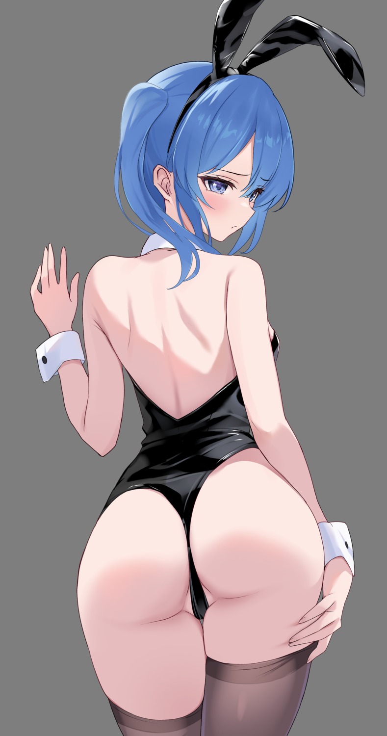 animal_ears ass bunny_ears bunny_girl fawny hololive hoshimachi_suisei no_bra thighhighs transparent_png