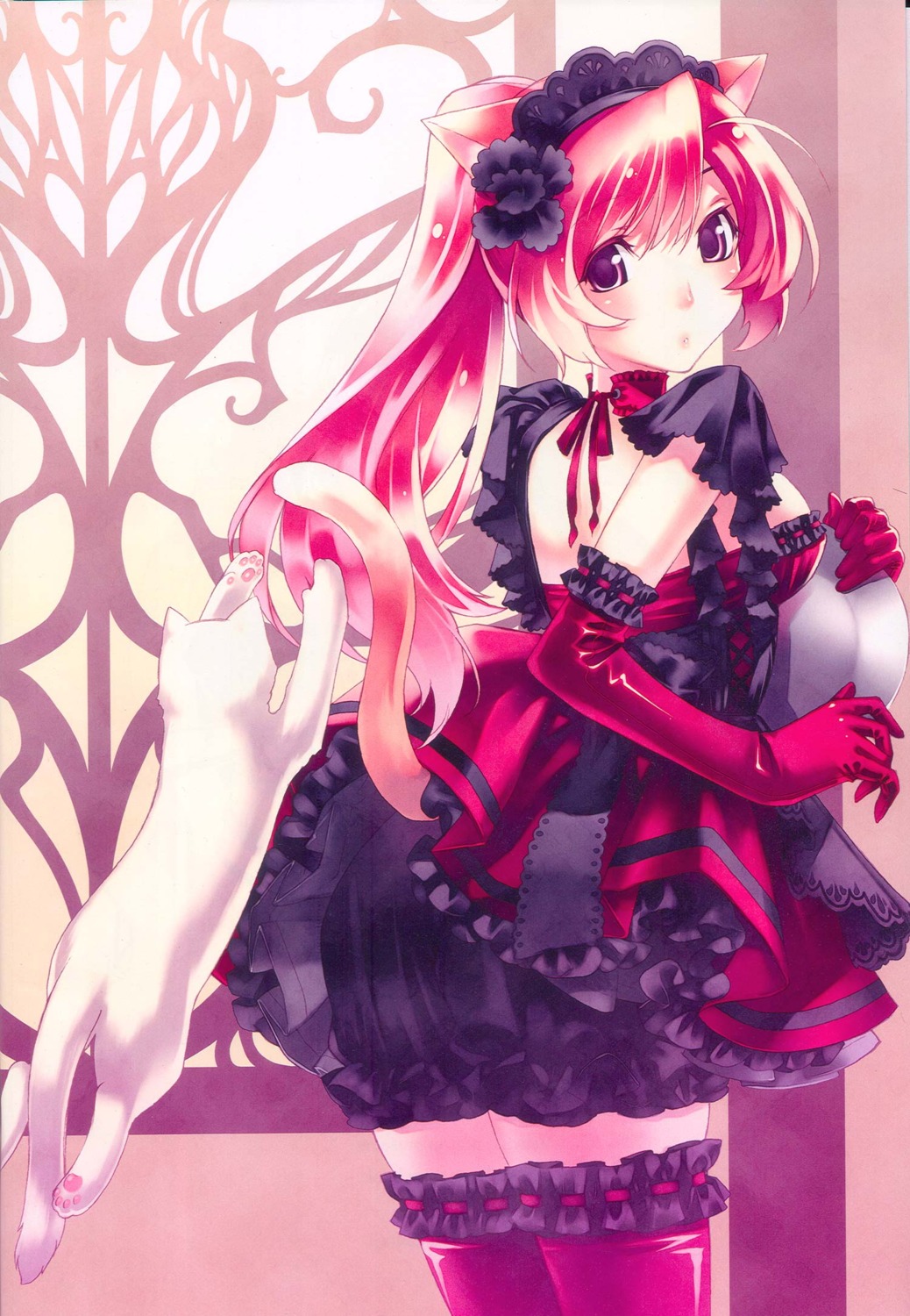 animal_ears garter hirano_katsuyuki lolita_fashion nekomimi tail thighhighs waitress