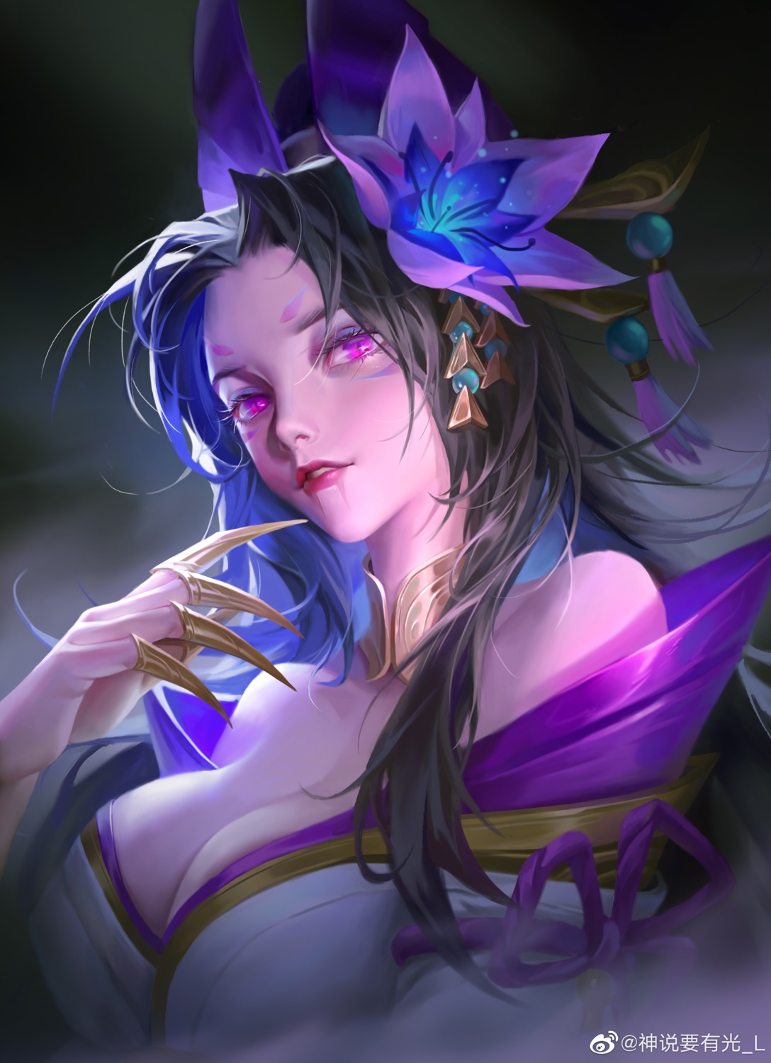 cassiopeia japanese_clothes league_of_legends no_bra shen_shuo_yao_you_guang_l watermark