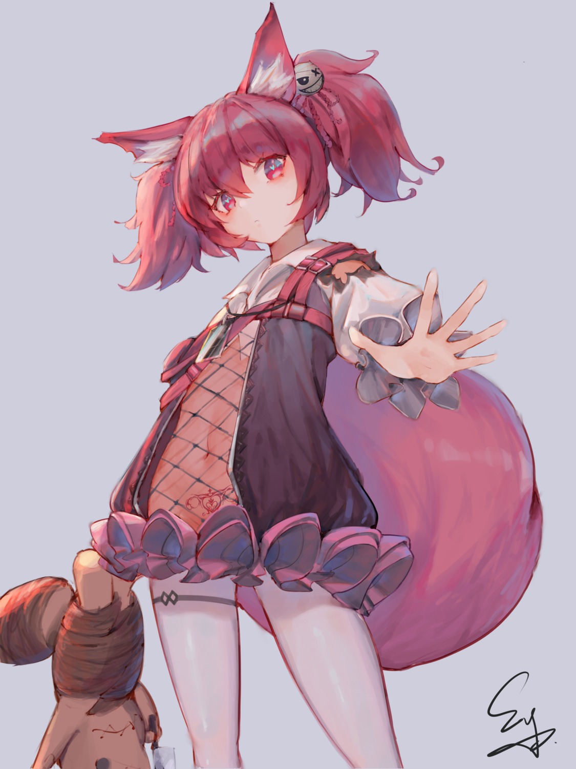 animal_ears arknights eyyy garter pantyhose see_through shamare_(arknights) tail tattoo