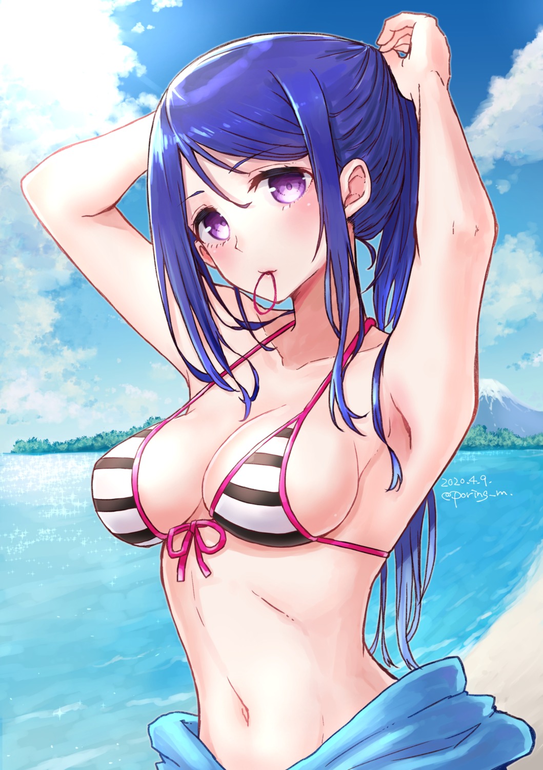 bikini_top love_live!_sunshine!! matsuura_kanan miyamae_porin open_shirt swimsuits