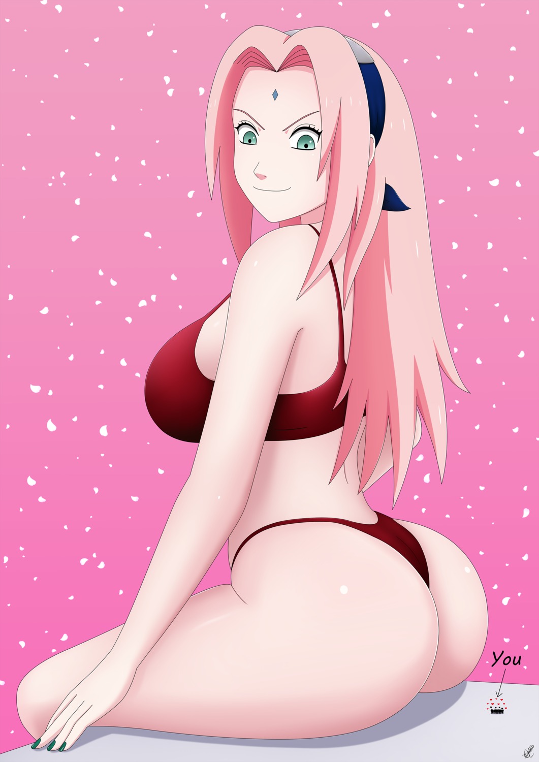 ass bra goddess_sakura haruno_sakura naruto pantsu thong